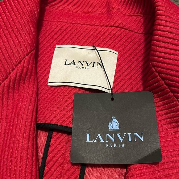 Lanvin Paris Red Ribbed Button Closure Pea Coat NWT - Picture 4 of 10